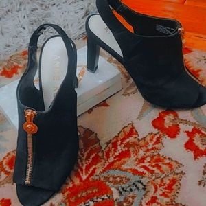 Black Anne Klein Open-Toe Heels S8.5